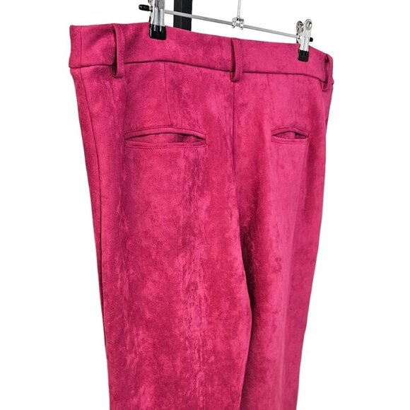 Anthropologie Avec Les Filles Womens Pink Faux Suede Wide Leg Crop Pants Size  L - Picture 5 of 8